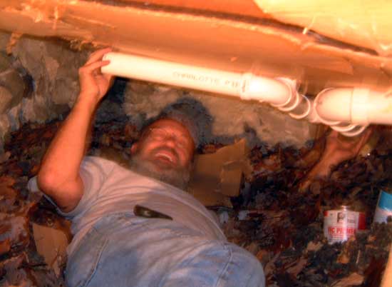 Dad in crawl space